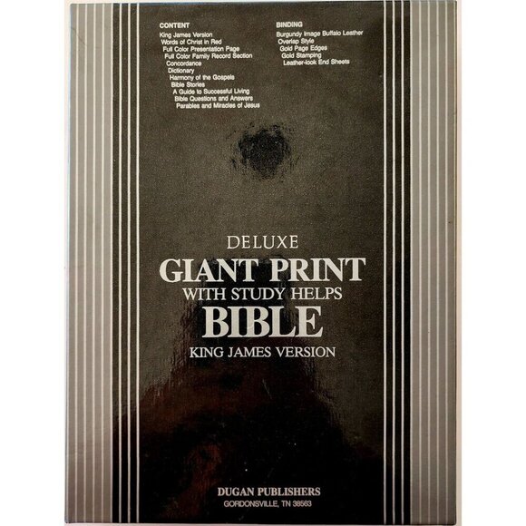 1984 Holy Bible KJV Giant Print OB Buffalo Leather Red Letter Concordance WHBS - Picture 2 of 7